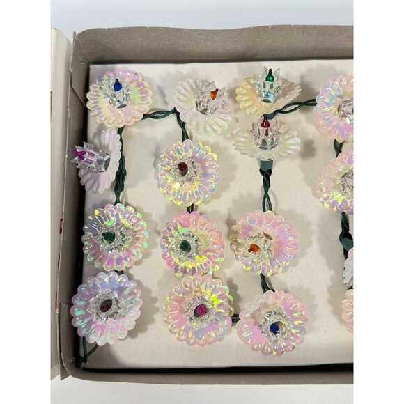Christmas Tree Lights Vintage Santa Trim 20 Fancy Light Set Iridescent Flowers - Picture 13 of 16
